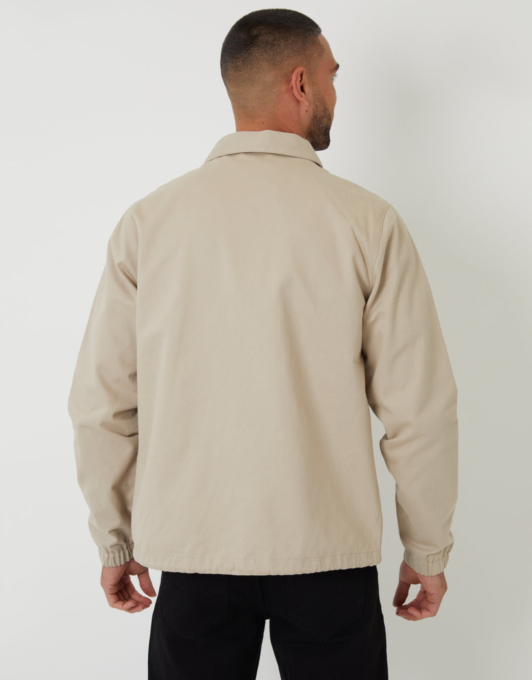 Stone Cotton Twill Lightweight Collared Jacket