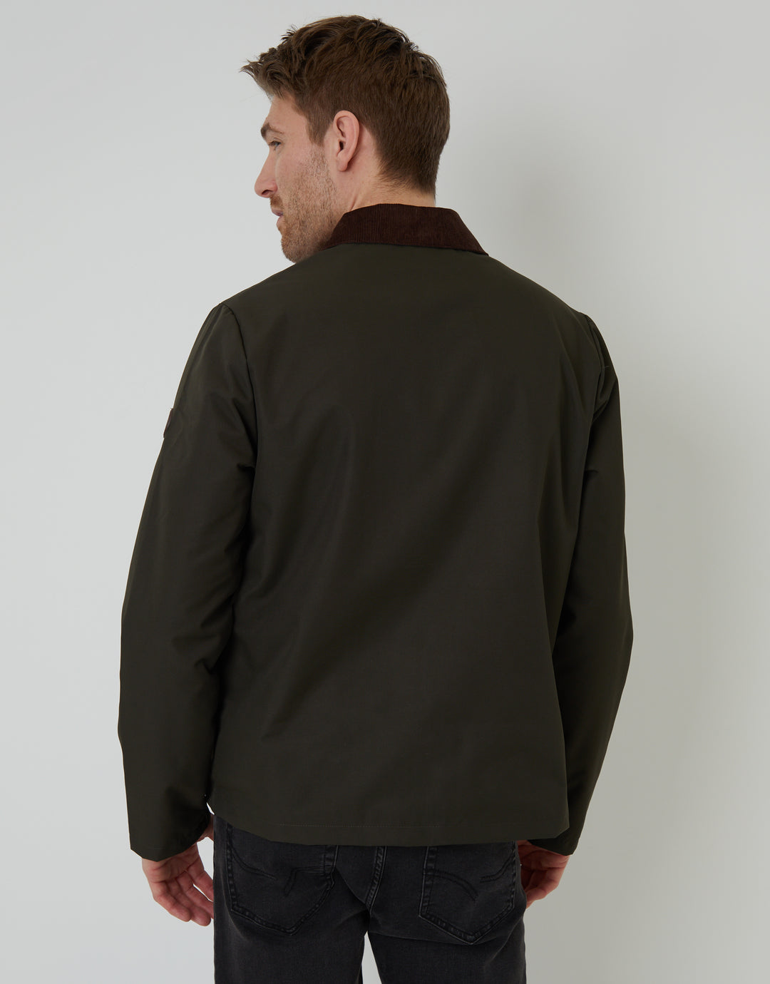 Khaki Green Showerproof Collared Lightweight Jacket