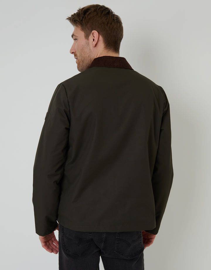 Khaki Green Showerproof Collared Lightweight Jacket