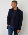 Navy Faux Wool Overcoat