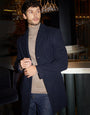 Navy Faux Wool Overcoat