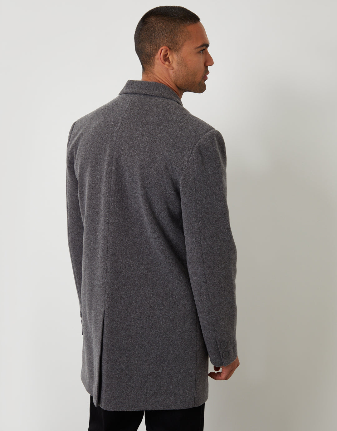 Charcoal Grey Faux Wool Overcoat