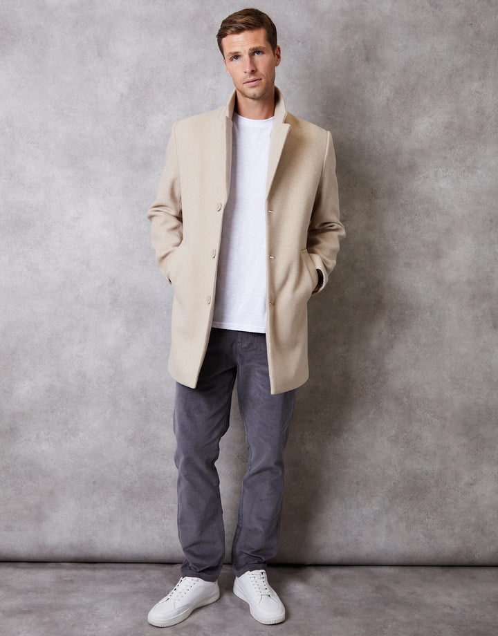 Cream Faux Wool Overcoat
