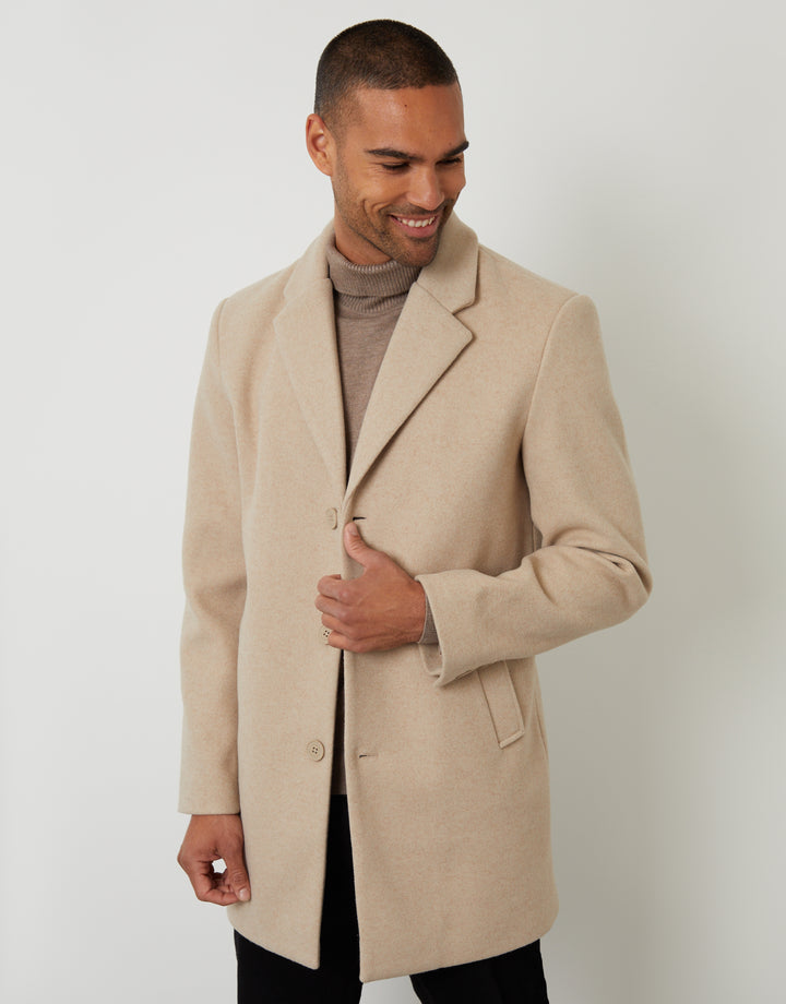 Cream Faux Wool Overcoat