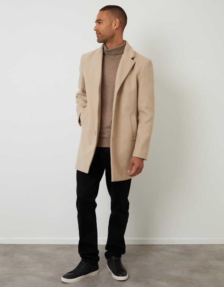Cream Faux Wool Overcoat
