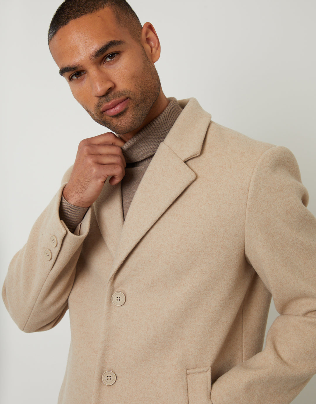 Cream Faux Wool Overcoat