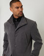 Charcoal Grey Faux Wool Mock Layer Longline Utility Coat