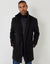 Black Faux Wool Mock Layer Longline Utility Coat