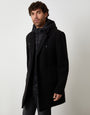 Black Faux Wool Mock Inner Hooded Longline Coat