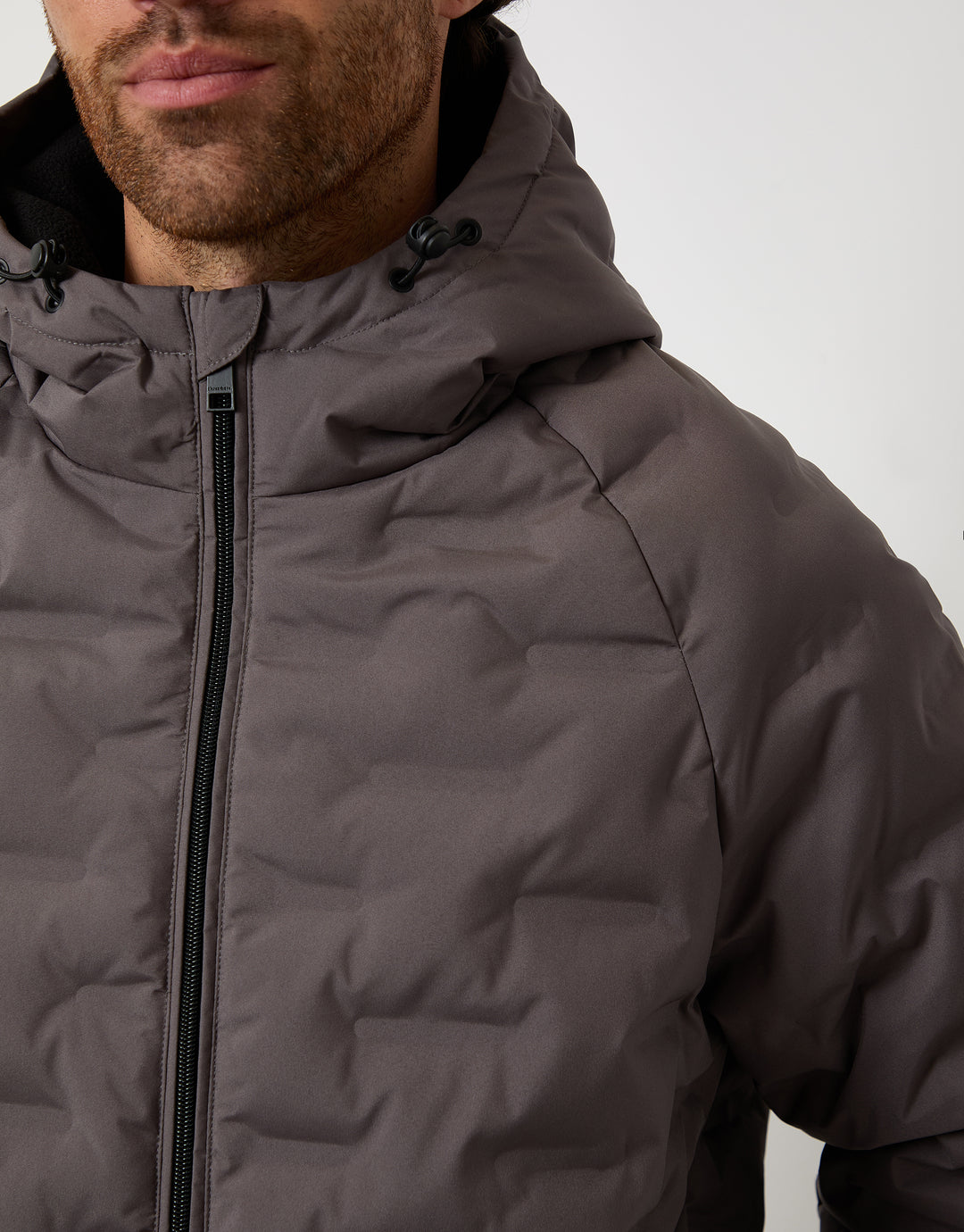 Hooded Quilted Jacket in Slate Grey
