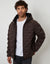 Hooded Quilted Jacket in Chocolate Brown