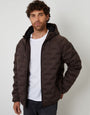 Hooded Quilted Jacket in Chocolate Brown