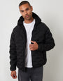 Black Hooded Quilted Jacket