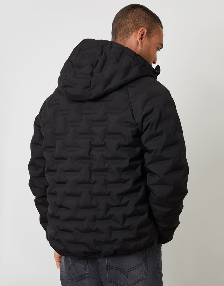 Black Hooded Quilted Jacket