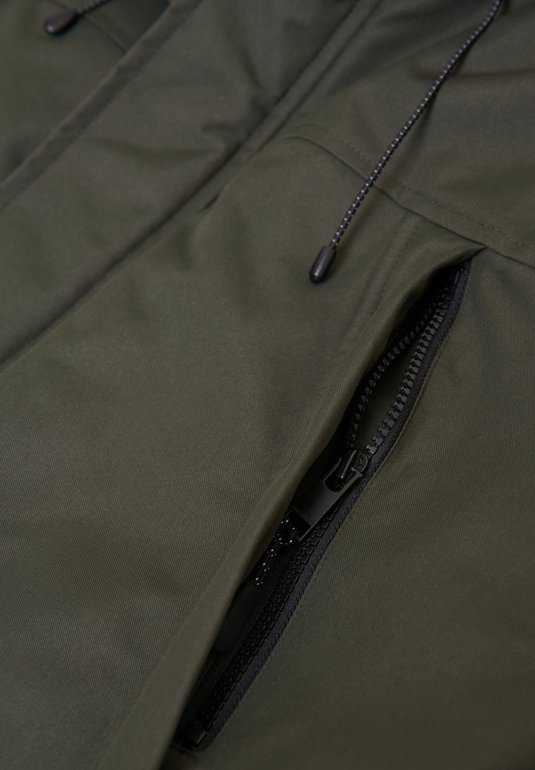 Khaki Green Showerproof Longline Hooded Padded Jacket