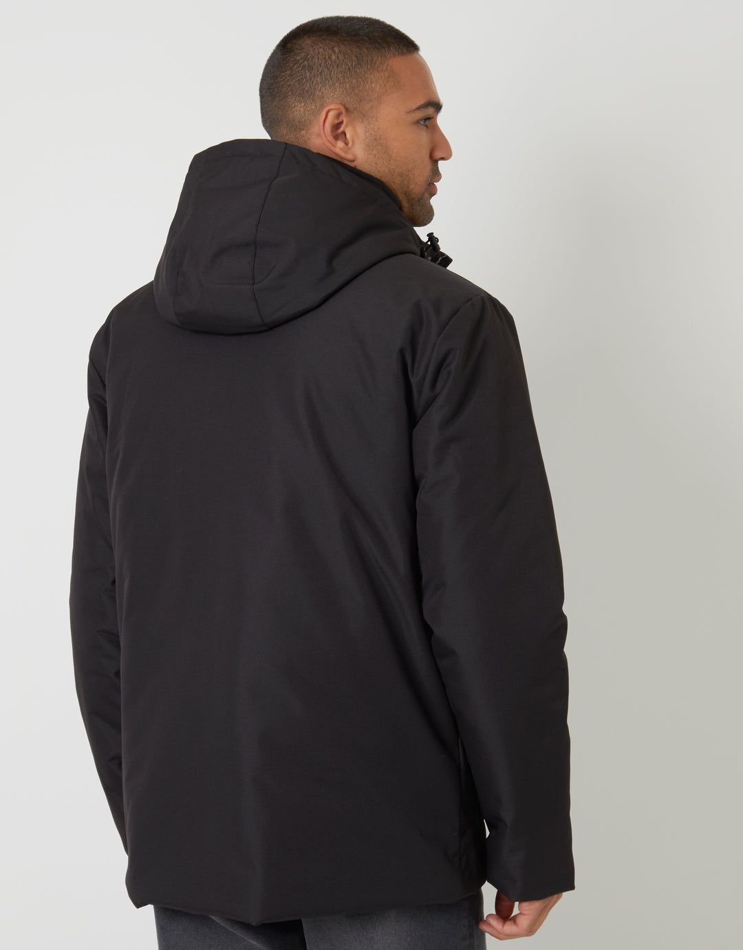 Black Showerproof Longline Hooded Padded Jacket