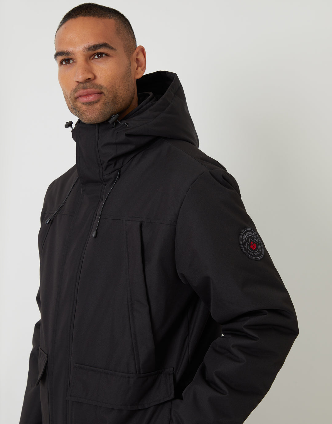 Black Showerproof Longline Hooded Padded Jacket
