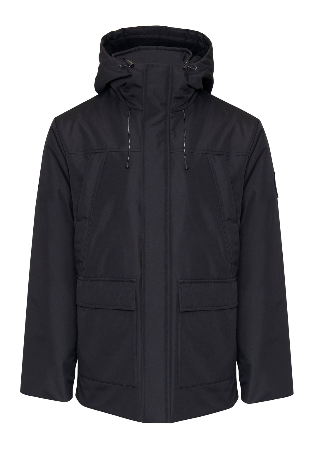 Black Showerproof Longline Hooded Padded Jacket