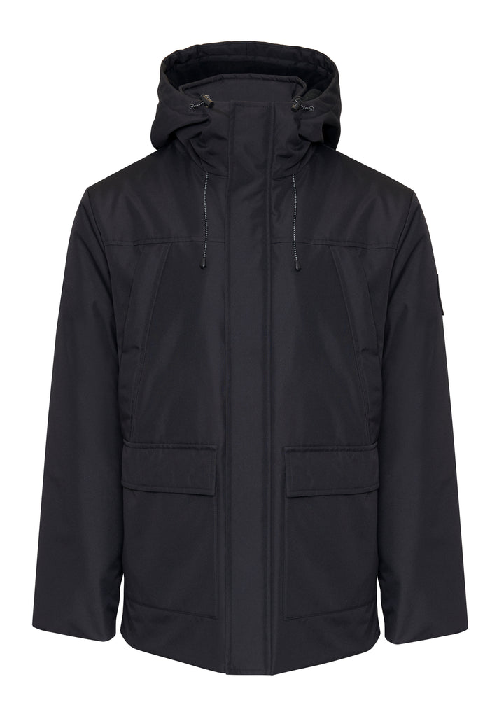 Black Showerproof Longline Hooded Padded Jacket