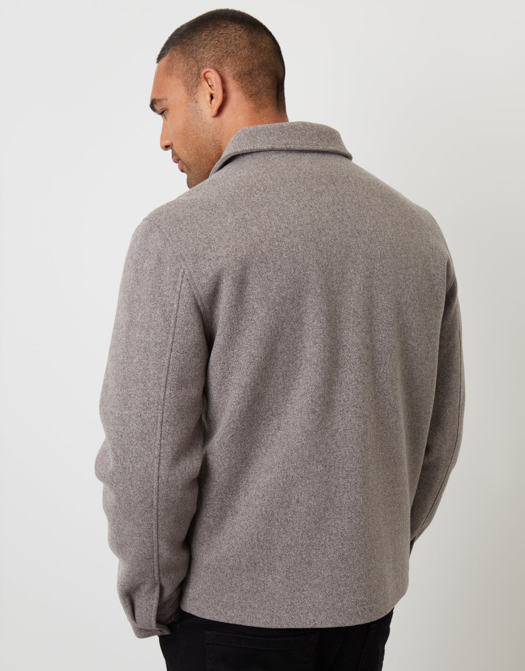 Taupe Faux Wool Button Up Quilted Shacket