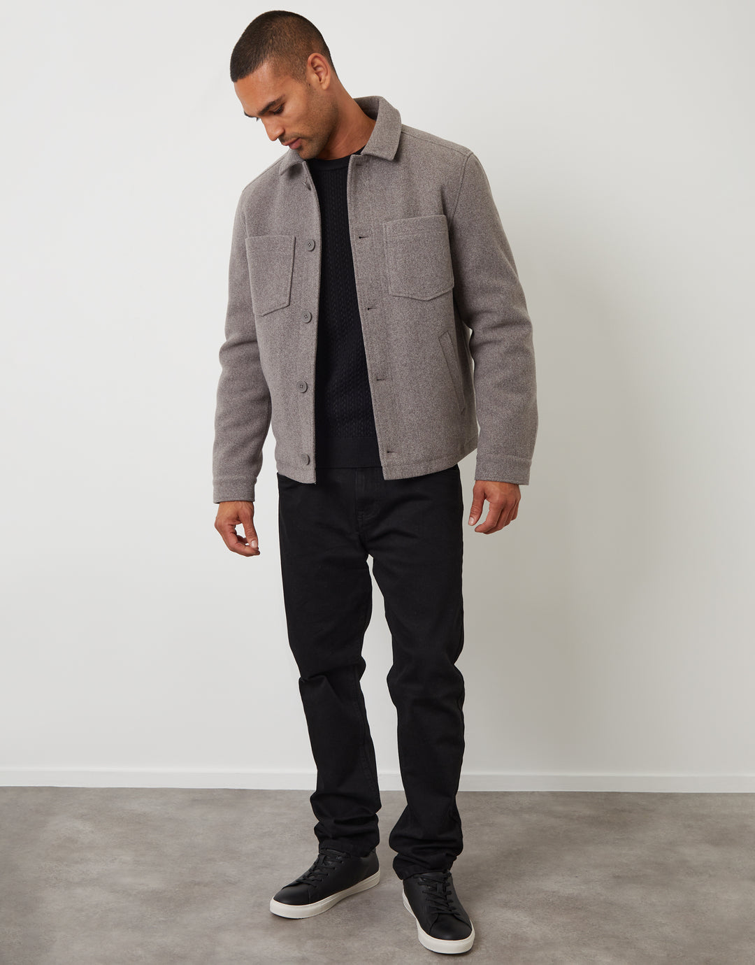Taupe Faux Wool Button Up Quilted Shacket