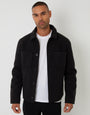 Black Faux Wool Button Up Quilted Shacket