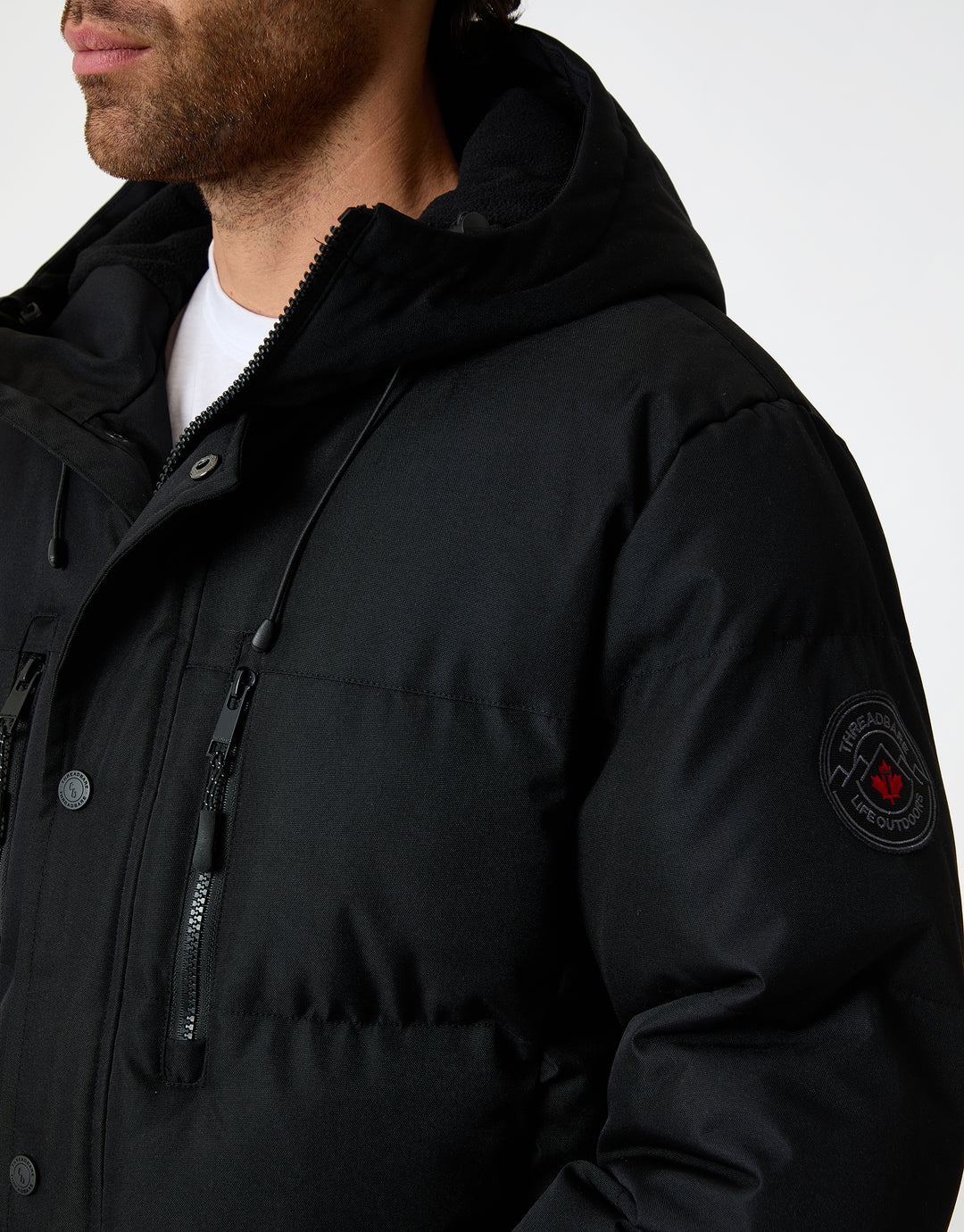 Black Longline Puffer Coat