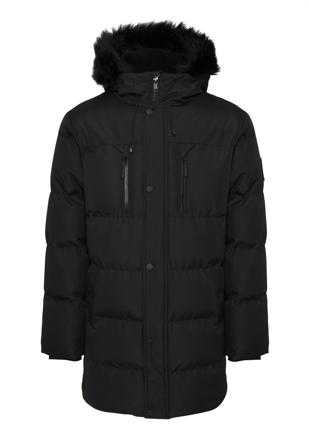 Black Showerproof Longline Quilted Parka Jacket