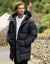 Black Showerproof Longline Quilted Parka Jacket