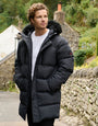 Black Showerproof Longline Quilted Parka Jacket