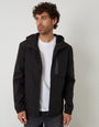 Black Showerproof Hooded Microfleece Lined Jacket