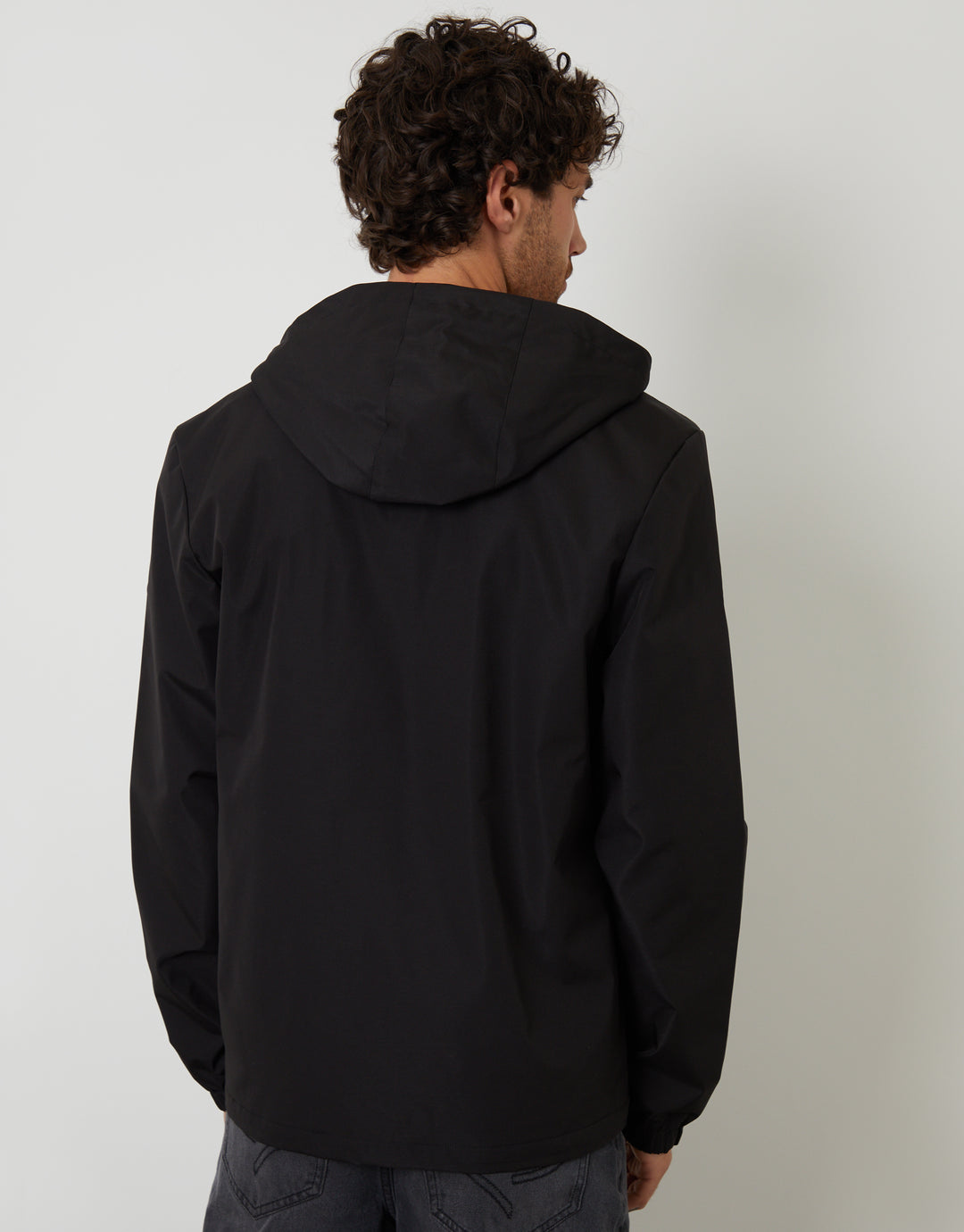 Black Showerproof Hooded Microfleece Lined Jacket