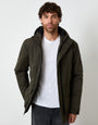 Khaki Green Showerproof Padded Hooded Coat