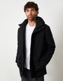 Black Showerproof Padded Hooded Coat