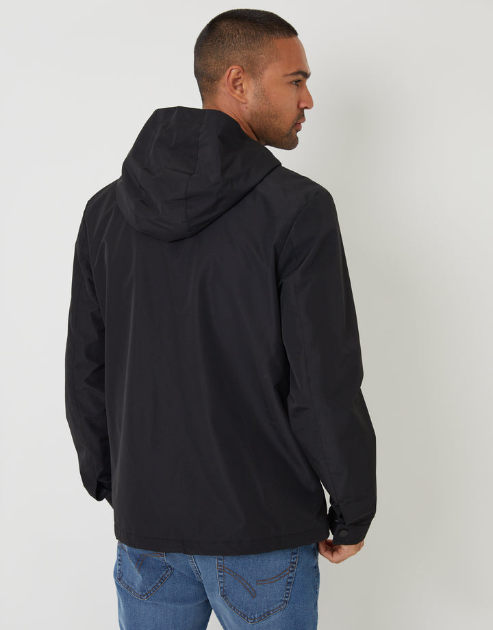Microfleece Lined Hooded Jacket in Black