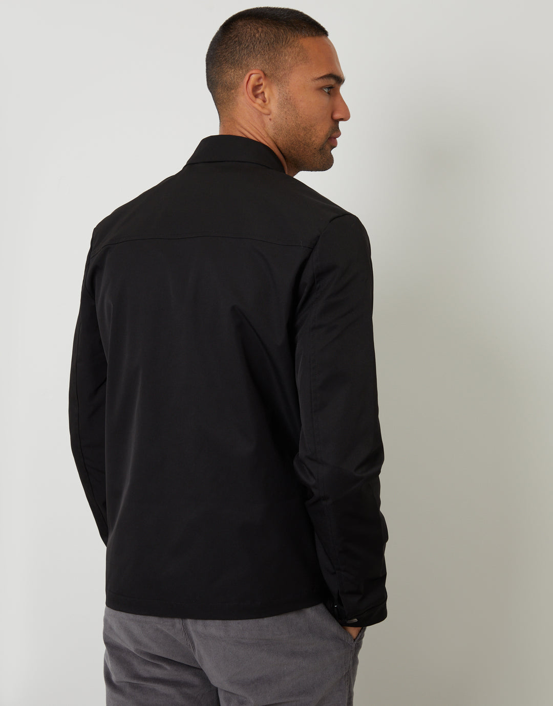 Black Lightweight Collared Zip Up Jacket