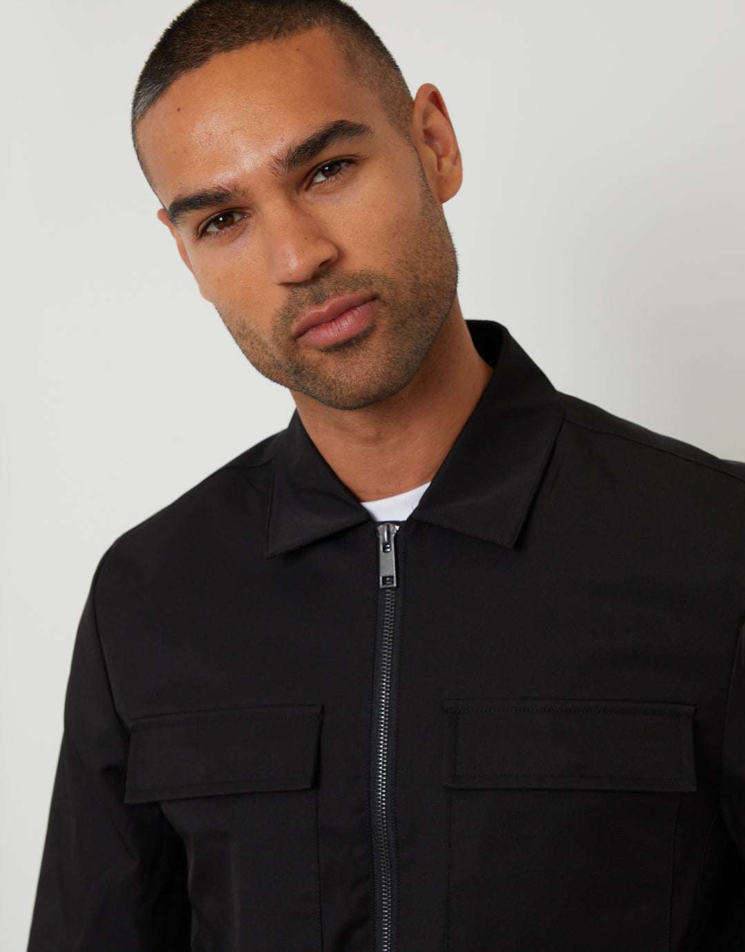 Black Lightweight Collared Zip Up Jacket