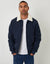 Navy Borg Collar Bomber Jacket