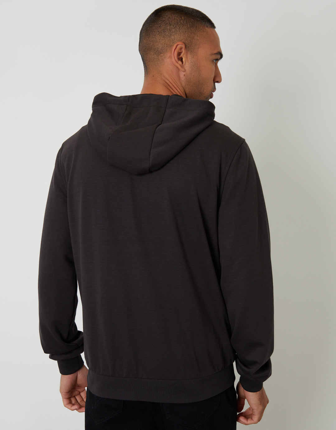 Black Quilted Hybrid Hooded Jacket