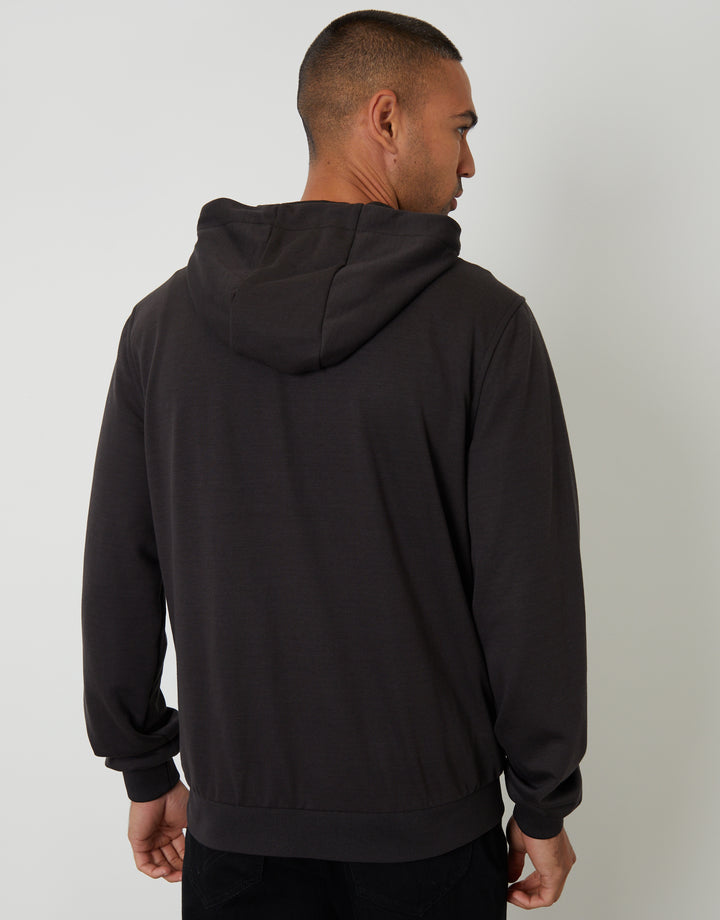 Black Quilted Hybrid Hooded Jacket