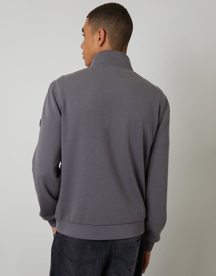 Slate Grey Quilted Hybrid Funnel Neck Jacket
