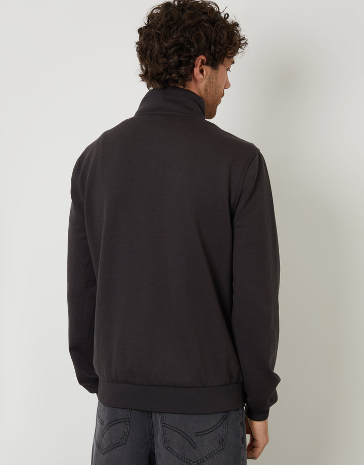 Black Quilted Hybrid Funnel Neck Jacket