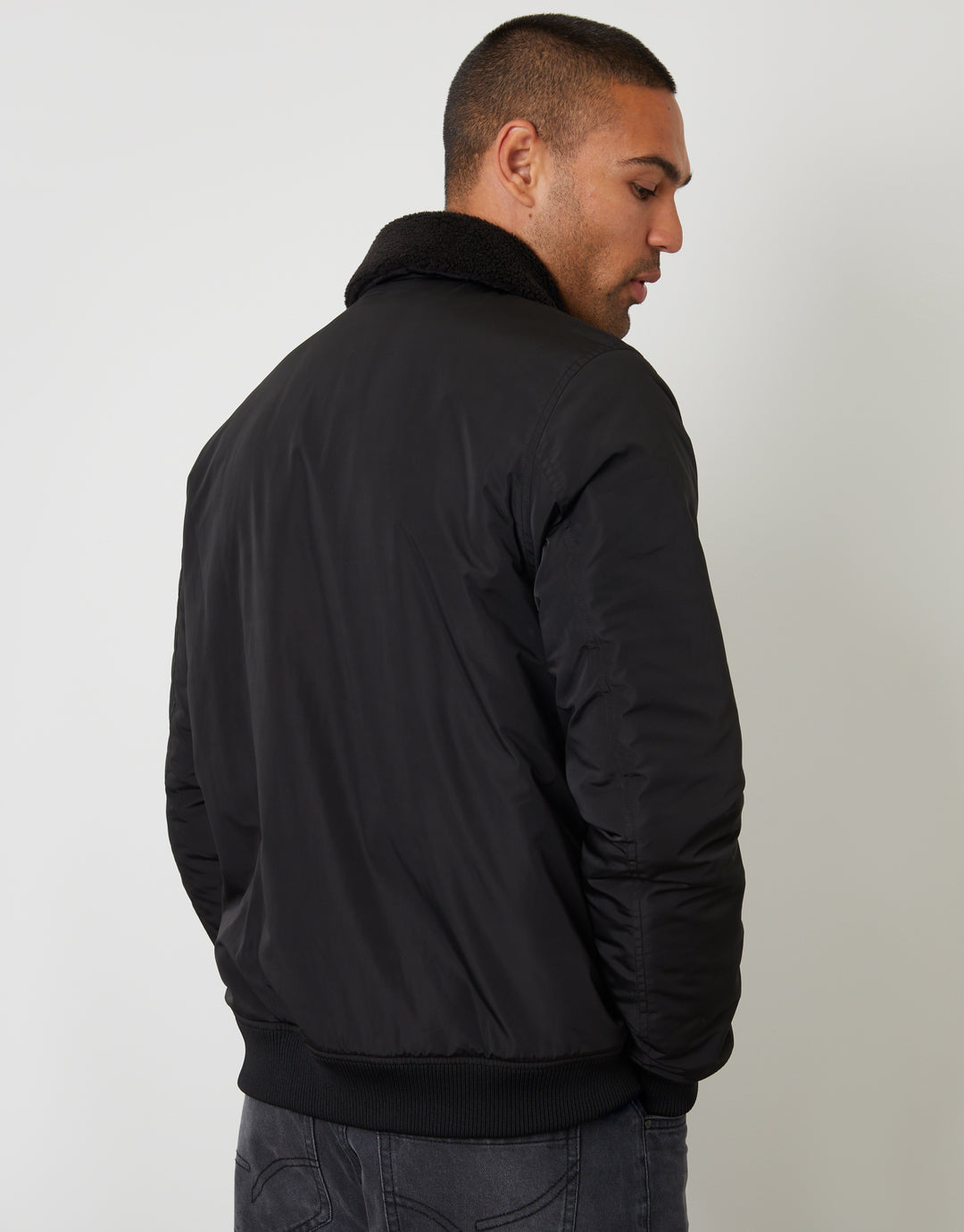 Black Borg Lined Collared Jacket