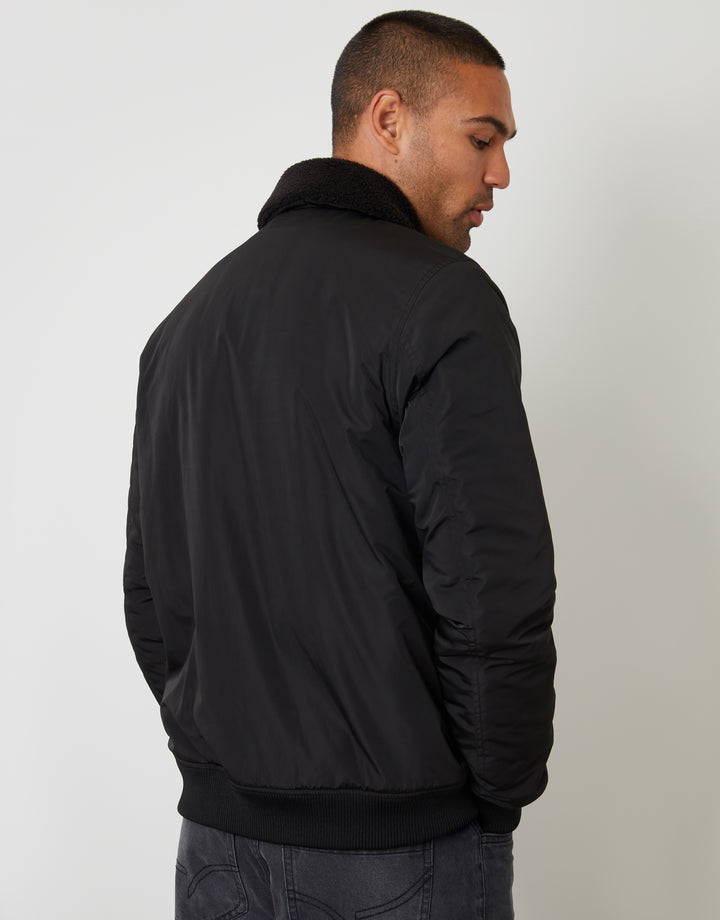 Black Borg Lined Collared Jacket