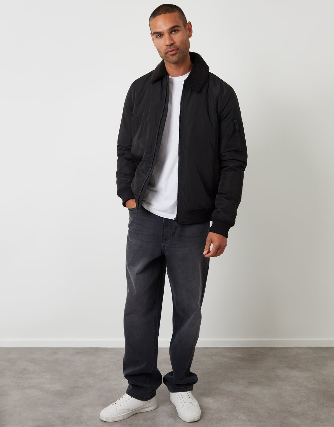 Black Borg Lined Collared Jacket