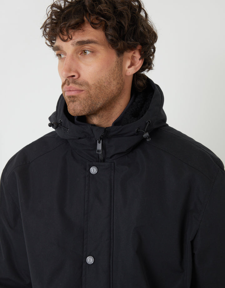 Black Microfleece Lined Hooded Lightweight Jacket