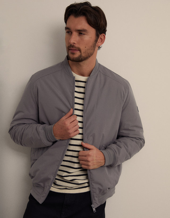 Slate Grey Padded Bomber Jacket