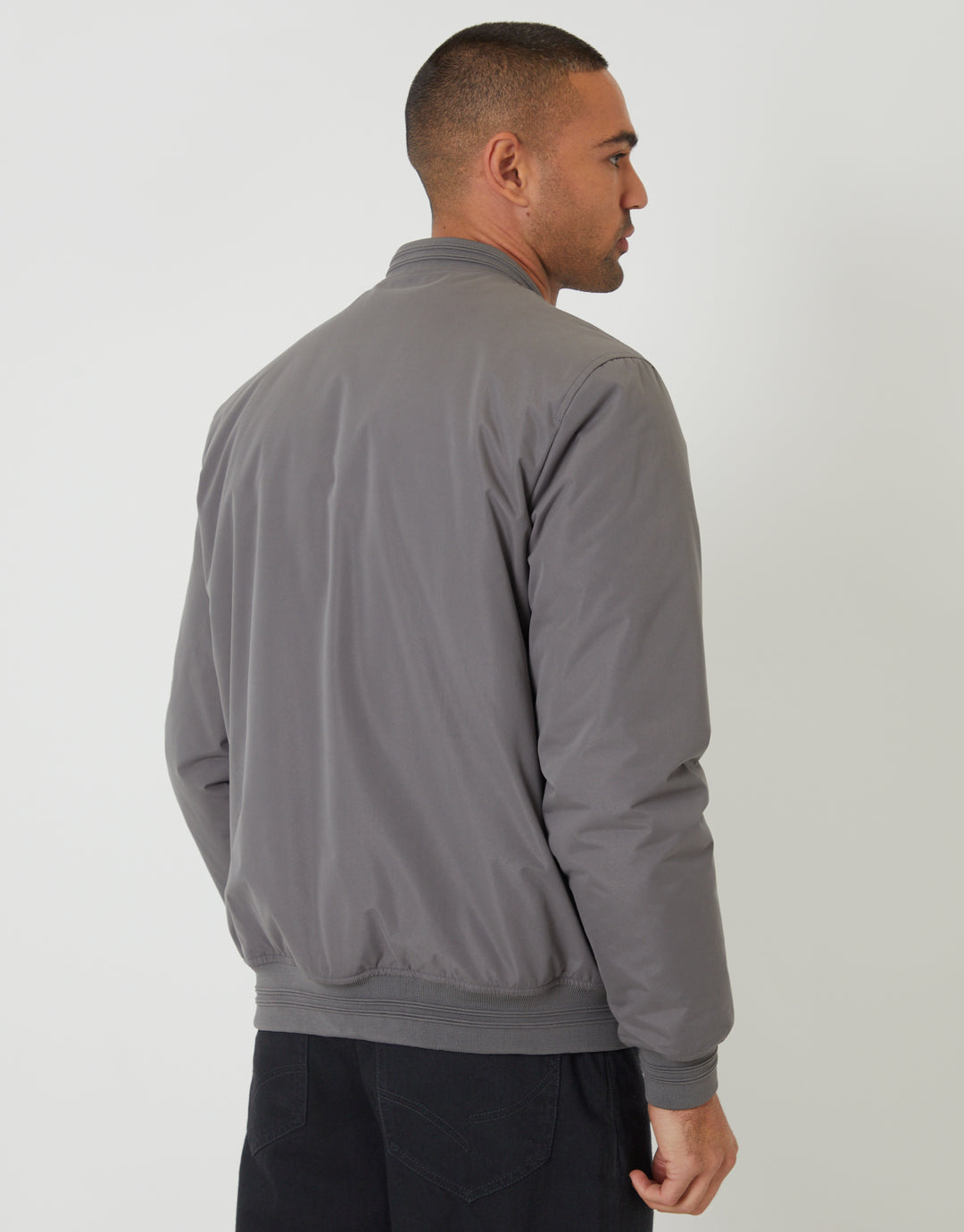 Slate Grey Padded Bomber Jacket