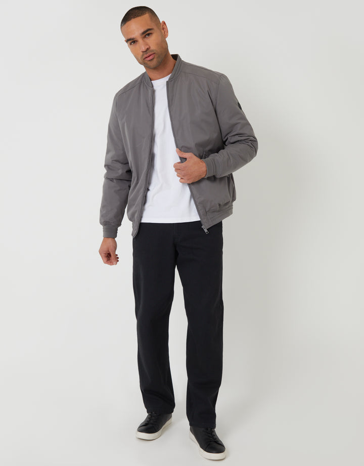 Slate Grey Padded Bomber Jacket