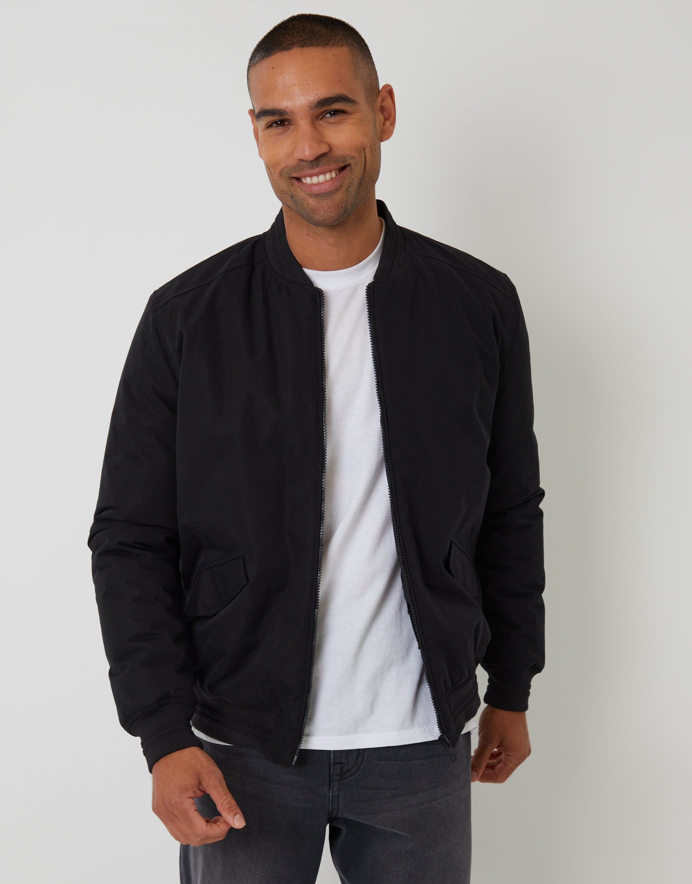 Padded Bomber Jacket in Black